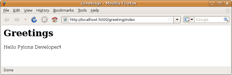 Figure 5-1. The output produced by the ``greeting.html`` template