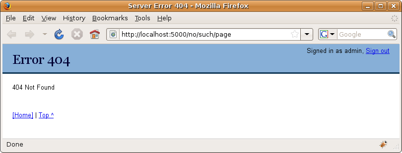 Figure 19-4. The updated error document support showing a 404 Not Found page